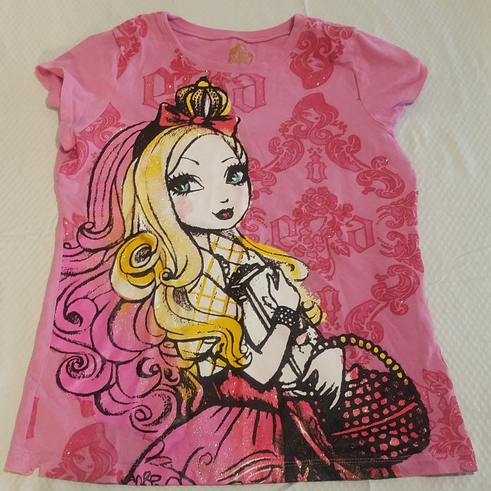 Ever After High Kid's Size L Shirt. Pink tshirt.